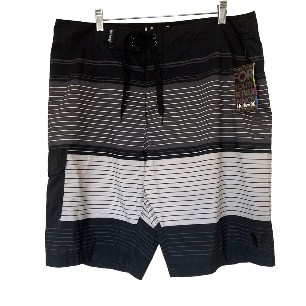 NWT HURLEY HIGHWAY STRIPED BOARD SHORTS SIZE 36